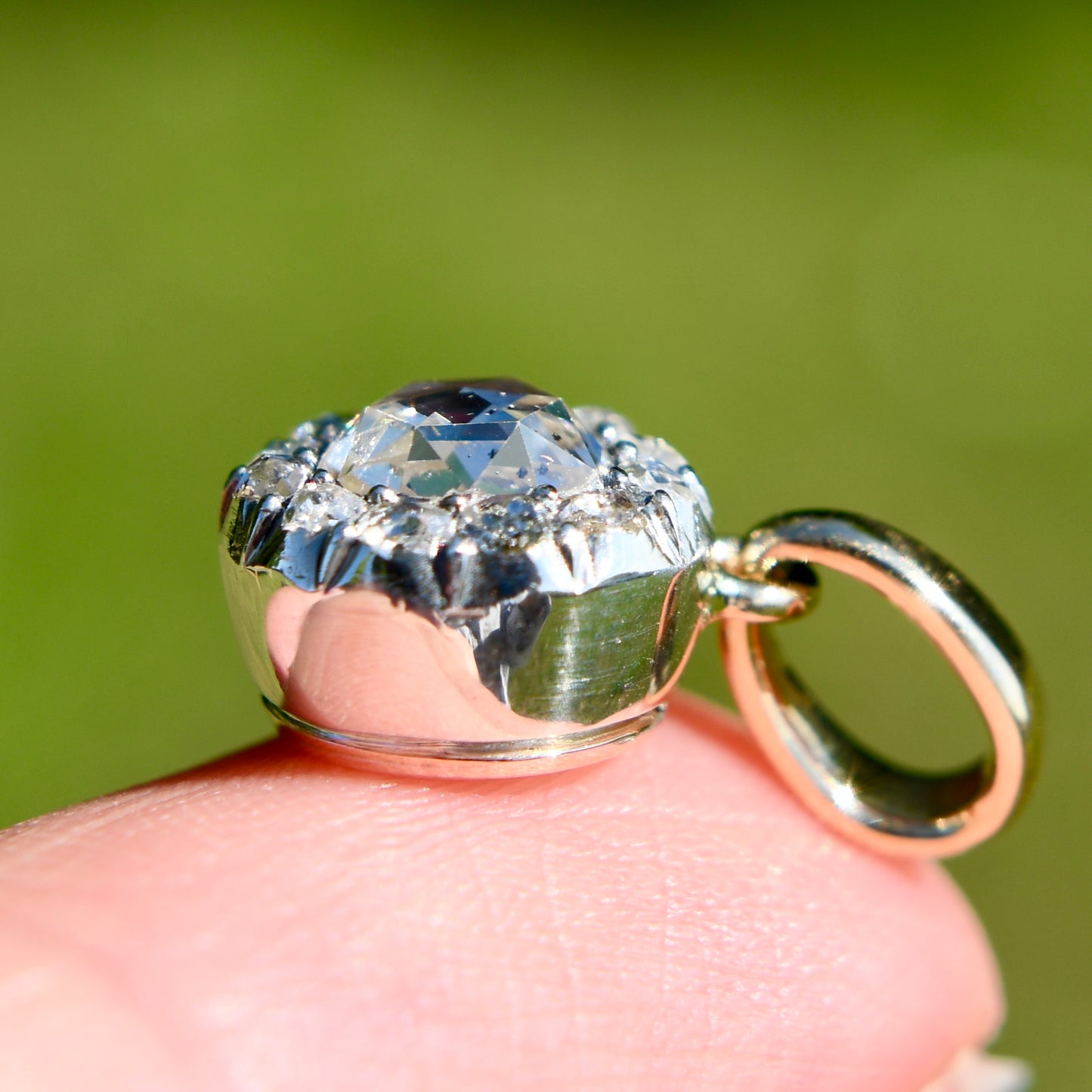 0.80 ct rose cut diamond cluster pendant