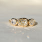 0.86 ct old mine cut diamond three stone ring