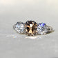 2.97 ct old mine and old European cut diamond tulip three stone ring