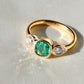 0.80 ct Colombian emerald and pear rose cut diamond three stone ring