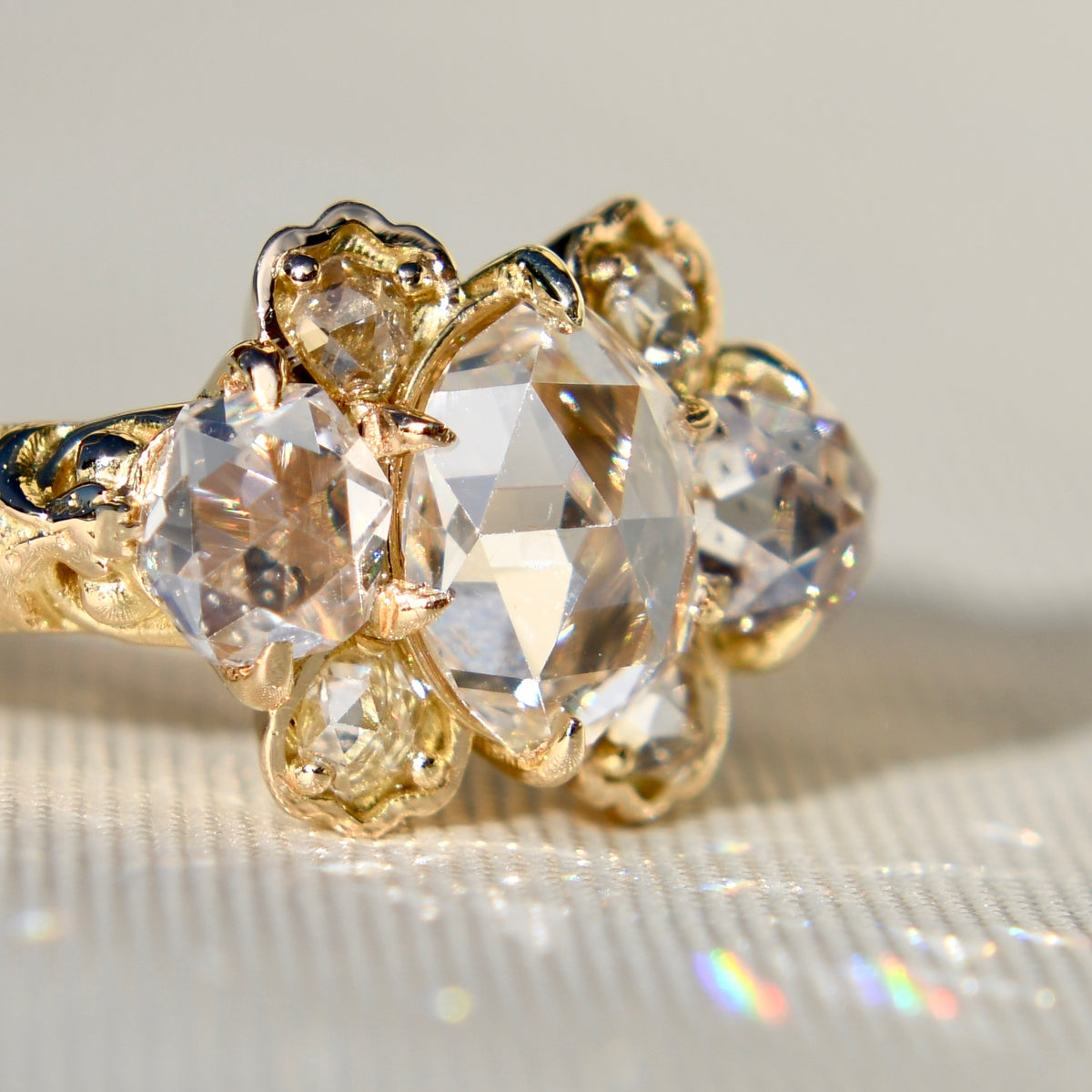 Installment 1/4 - 1.95 ct rose cut diamond ring
