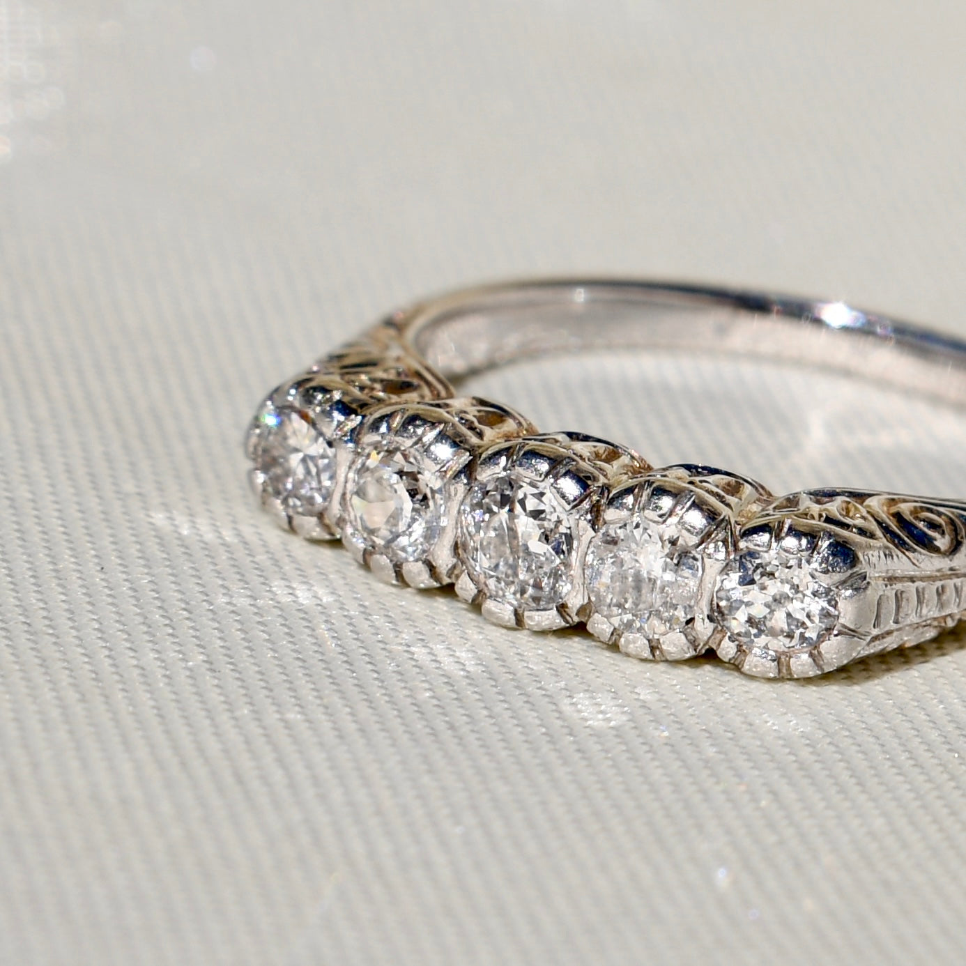 Antique 0.42 ct old European cut diamond five stone ring