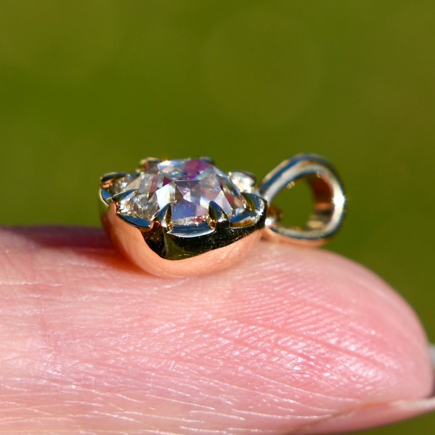 1.17 ct old mine cut diamond pendant