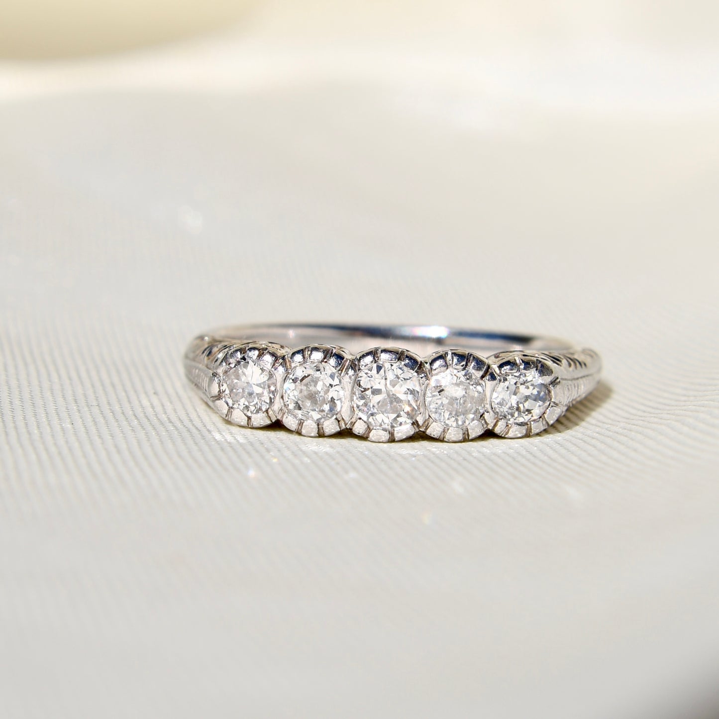 Antique 0.42 ct old European cut diamond five stone ring