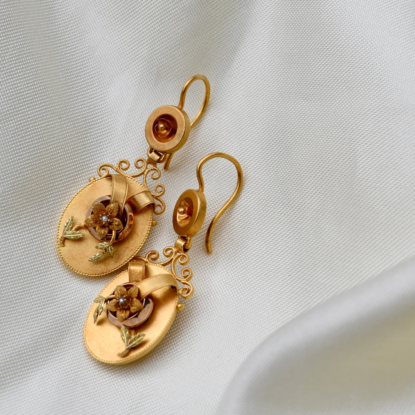 Antique floral earrings, Germany circa 1870