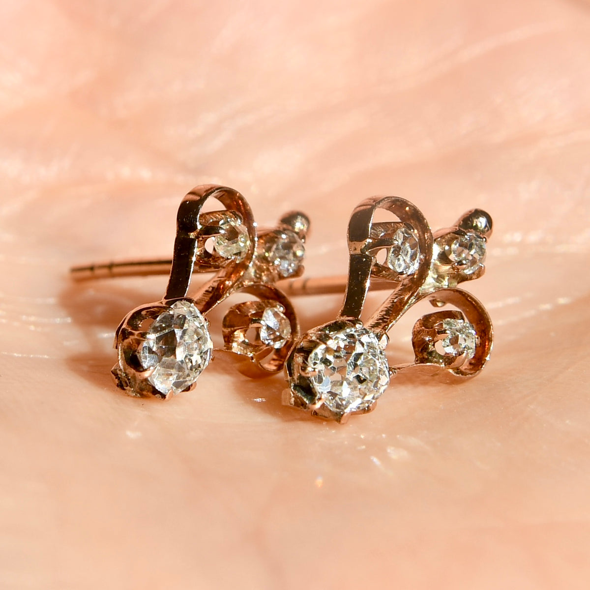 0.60 ct old mine cut diamond stud earrings
