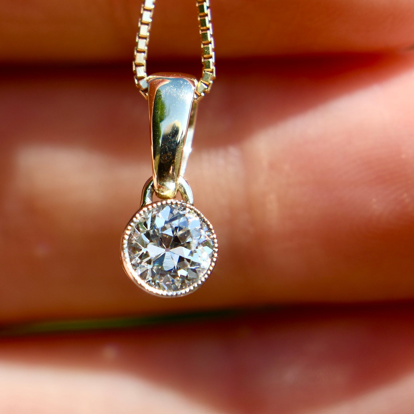 0.42 ct old European cut diamond pendant