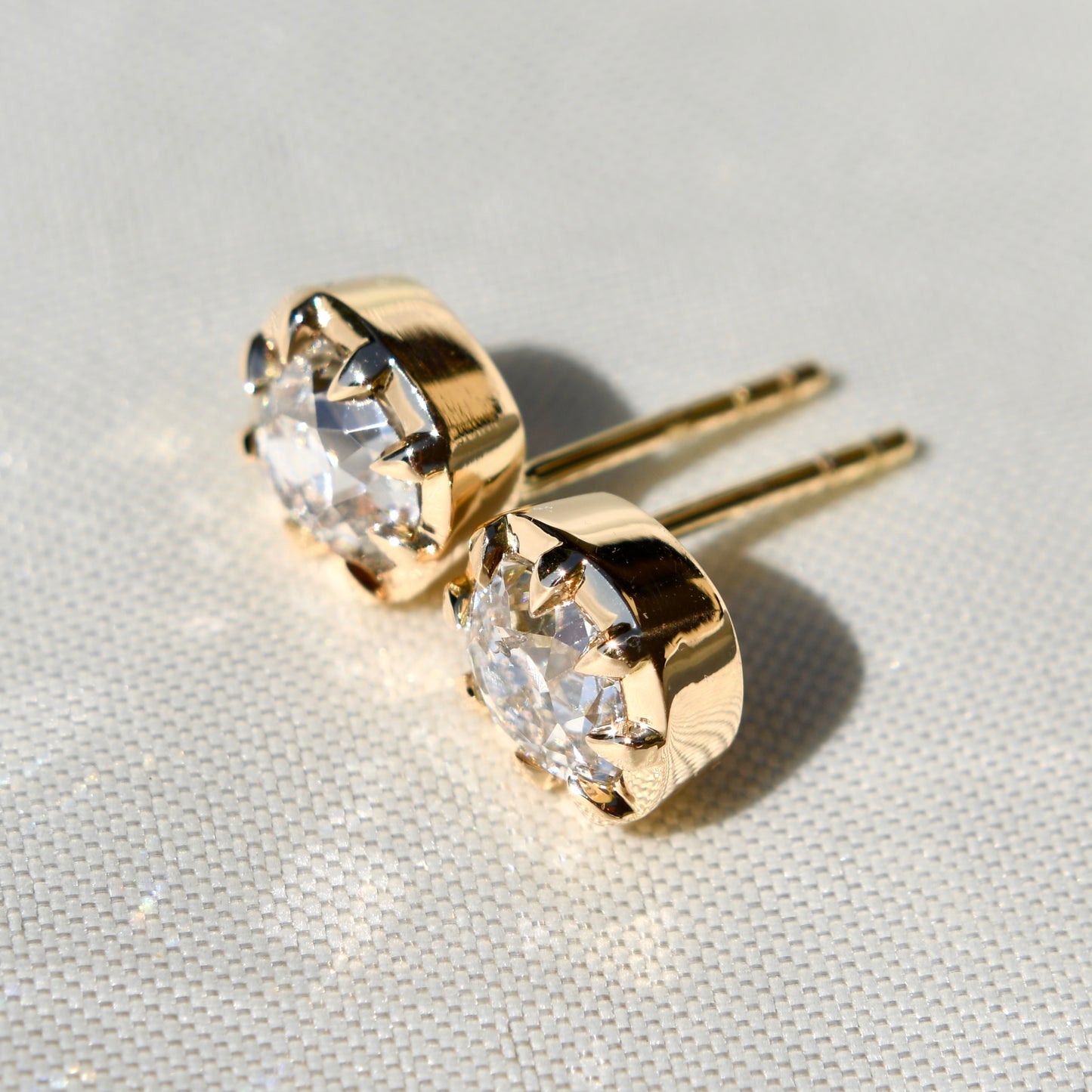 1.88 ct old mine cut diamond studs