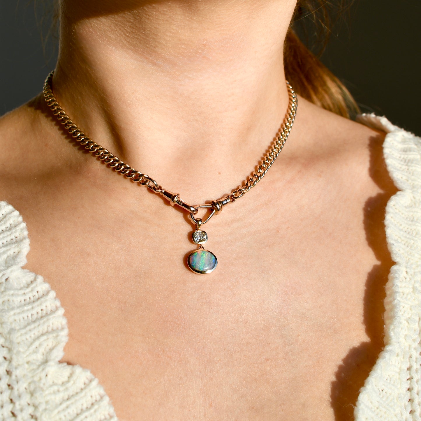 Installment 4/5 - Opal and old mine cut diamond pendant
