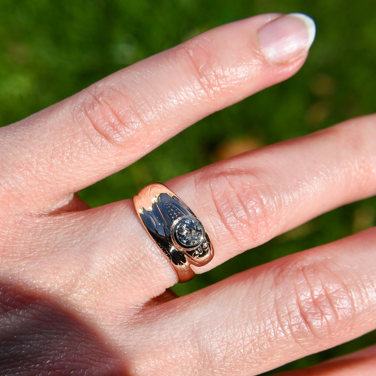 0.30 ct old European cut diamond snake ring