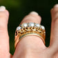 Antique natural pearl and diamond band ring