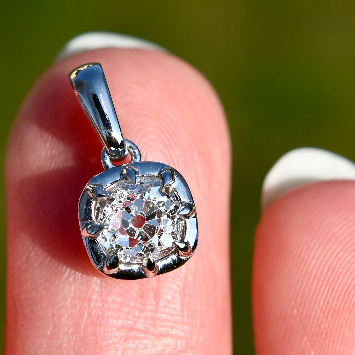 0.72 ct old mine cut diamond pendant