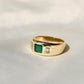Vintage emerald and baguette cut diamond band ring