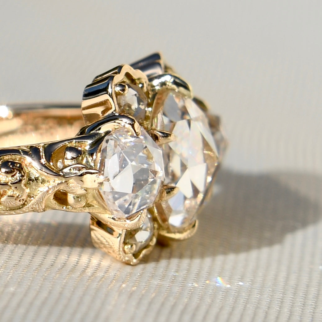 Installment 1/4 - 1.95 ct rose cut diamond ring