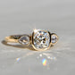 1.19 ct old mine and pear rose cut diamond three stone ring