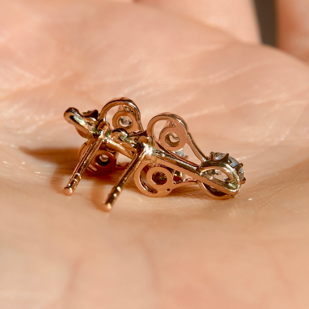 0.60 ct old mine cut diamond stud earrings