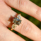 2.03 ct old mine and pear rose cut diamond three stone ring