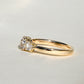 0.63 ct old mine and pear rose cut diamond three stone ring
