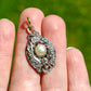 Art déco 0.48 ct peruzzi, rose cut diamond and pearl pendant