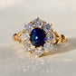 1.15 ct sapphire and old mine cut diamond cluster ring