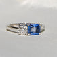 0.93 ct Ceylon sapphire and old mine cut diamond toi et moi ring