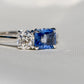0.93 ct Ceylon sapphire and old mine cut diamond toi et moi ring