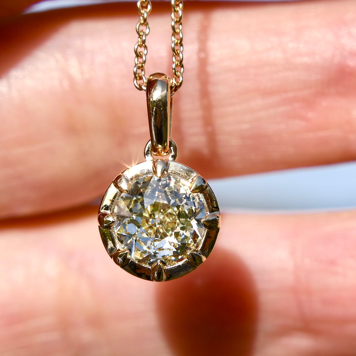 1.24 ct old European cut diamond pendant