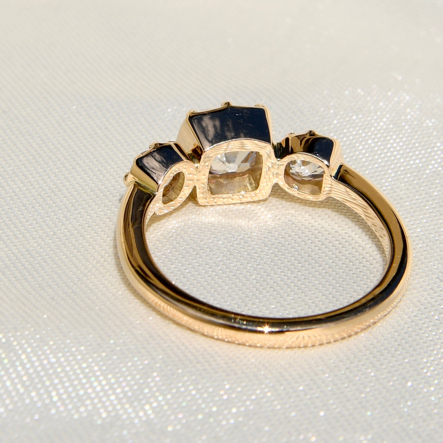 Installment 9/14 - 1.56 ct old mine cut diamond three stone ring