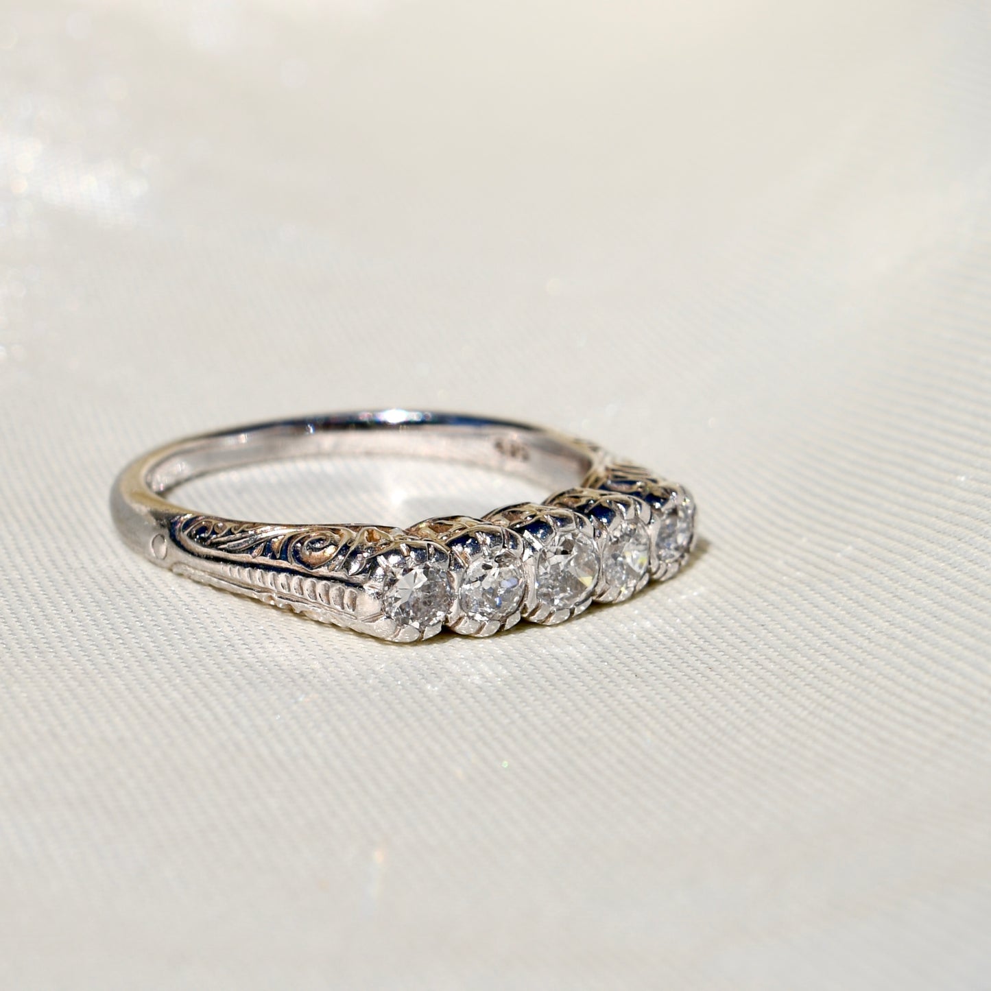 Antique 0.42 ct old European cut diamond five stone ring