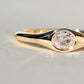 0.22 ct oval old mine cut diamond solitaire band ring