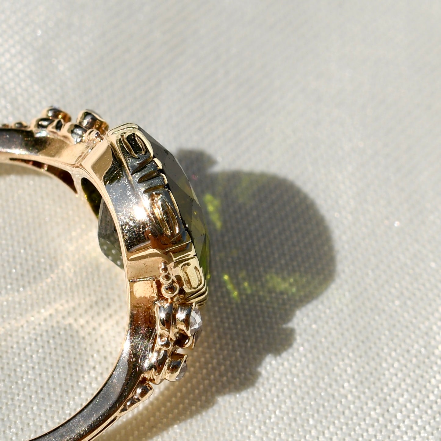 Antique 4.80 ct tourmaline and rose cut diamond ring