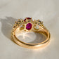 0.94 ct ruby and old mine cut diamond three stone ring