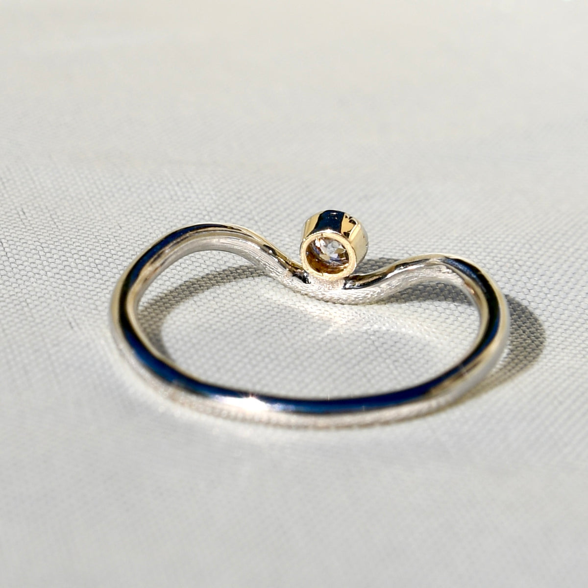 0.10 ct old European cut diamond wave ring