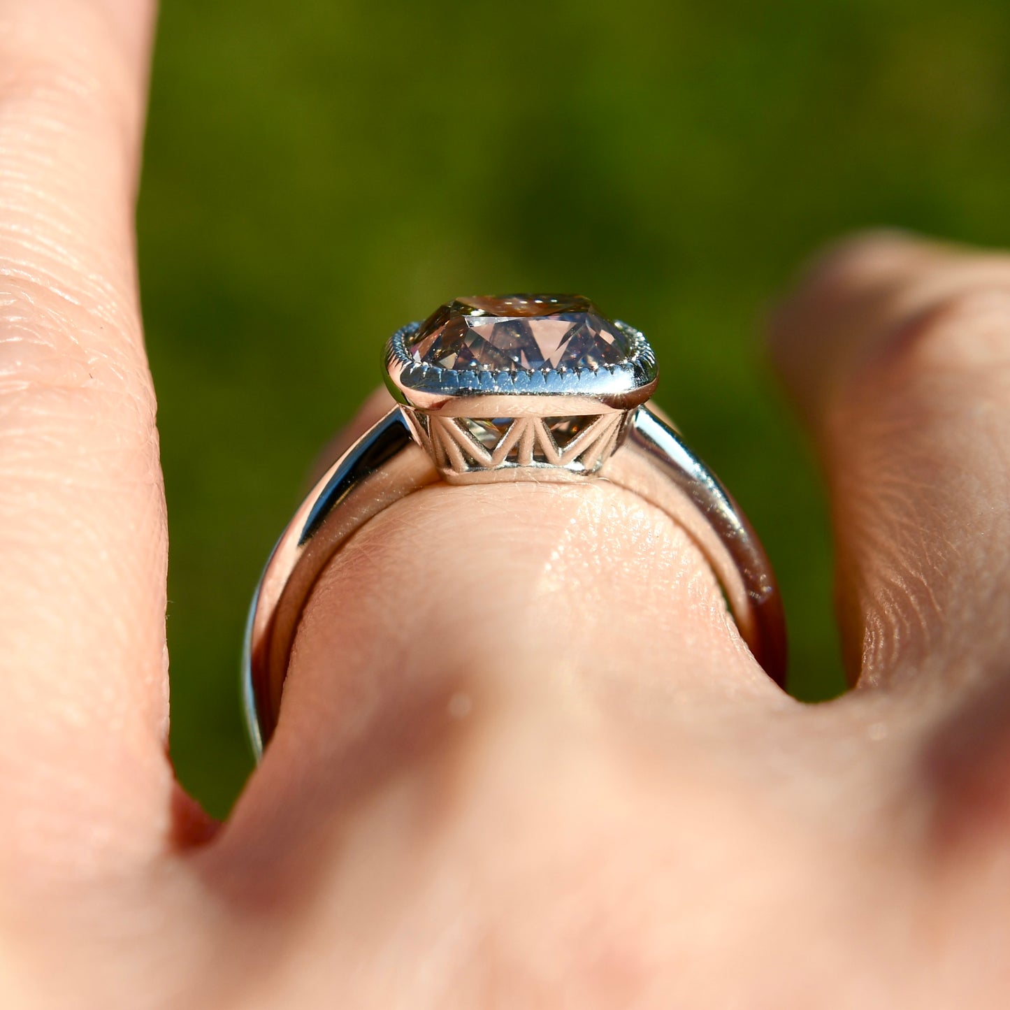 2.17 ct old mine cut diamond solitaire ring