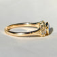 0.75 ct Ceylon sapphire and old mine cut diamond three stone ring
