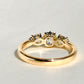 0.63 ct old mine and pear rose cut diamond three stone ring