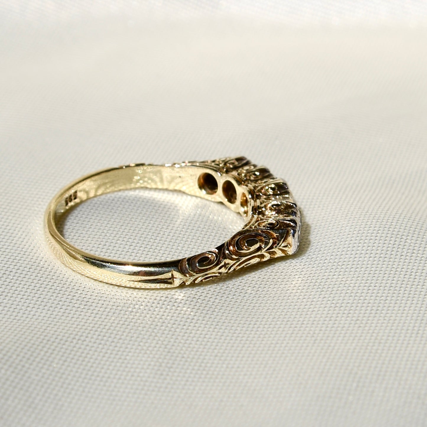 Antique 0.50ct transitional cut diamond five stone ring
