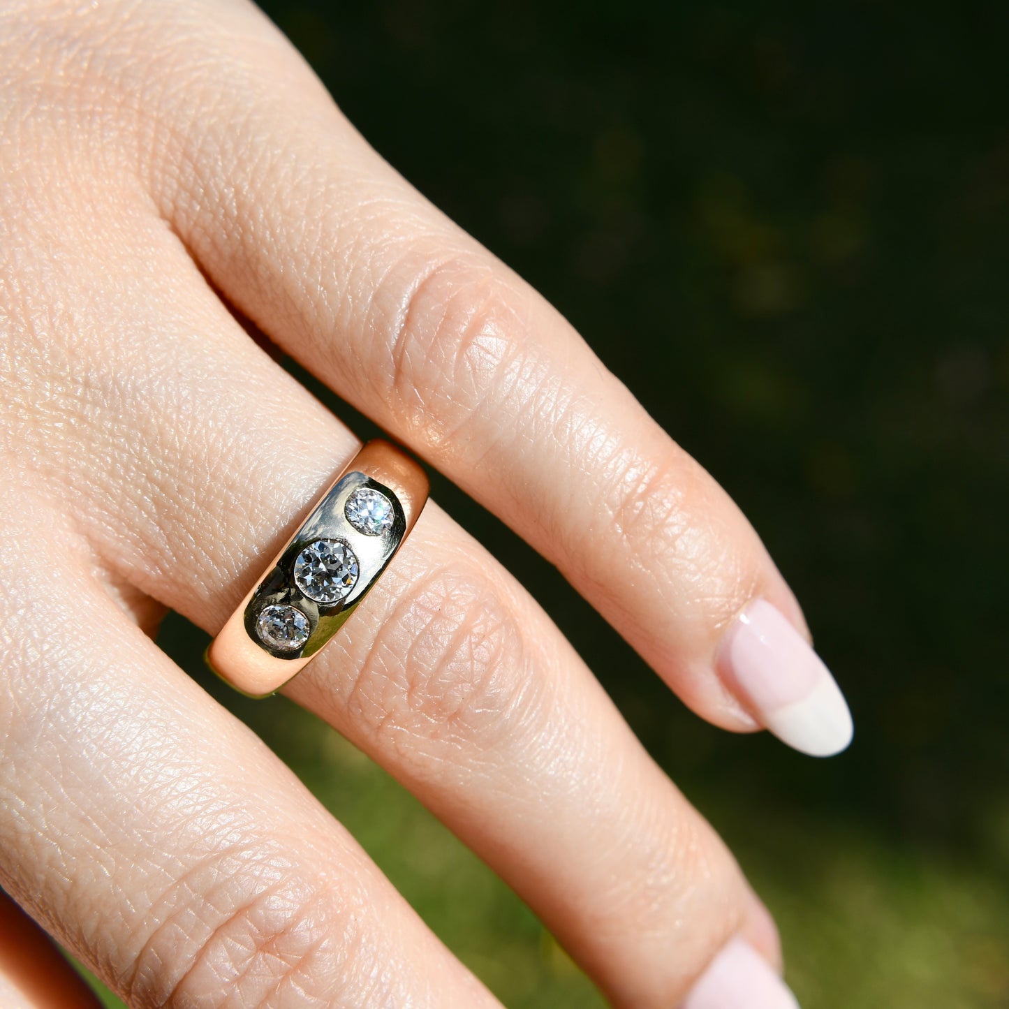 Vintage 0.38 ct old European cut diamond band ring