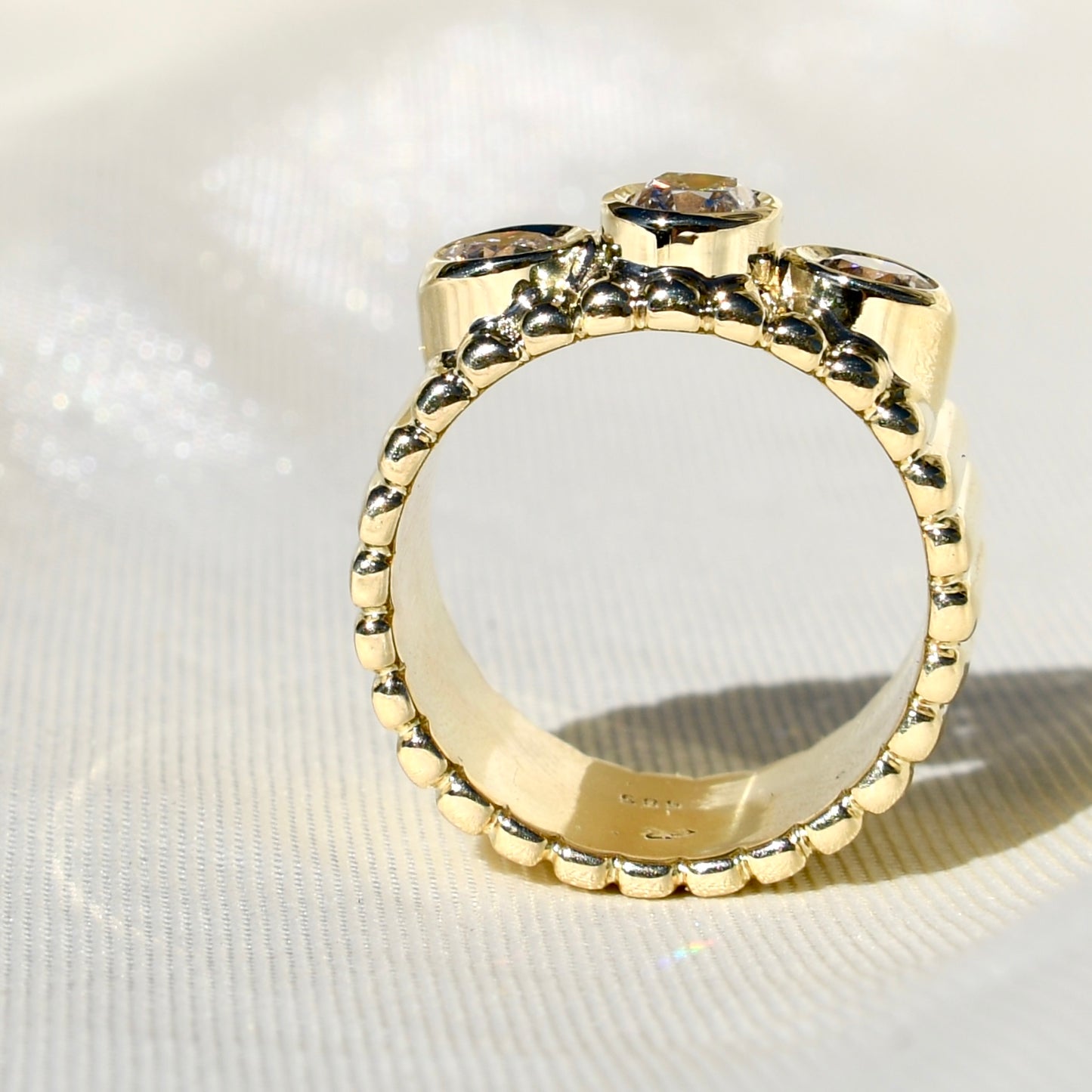 Vintage 1.22 ct elongated old mine and old European cut diamond band ring