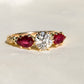 0.84 ct old European cut diamond and ruby three stone ring