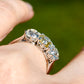 2.66 ct old mine cut diamond three stone ring