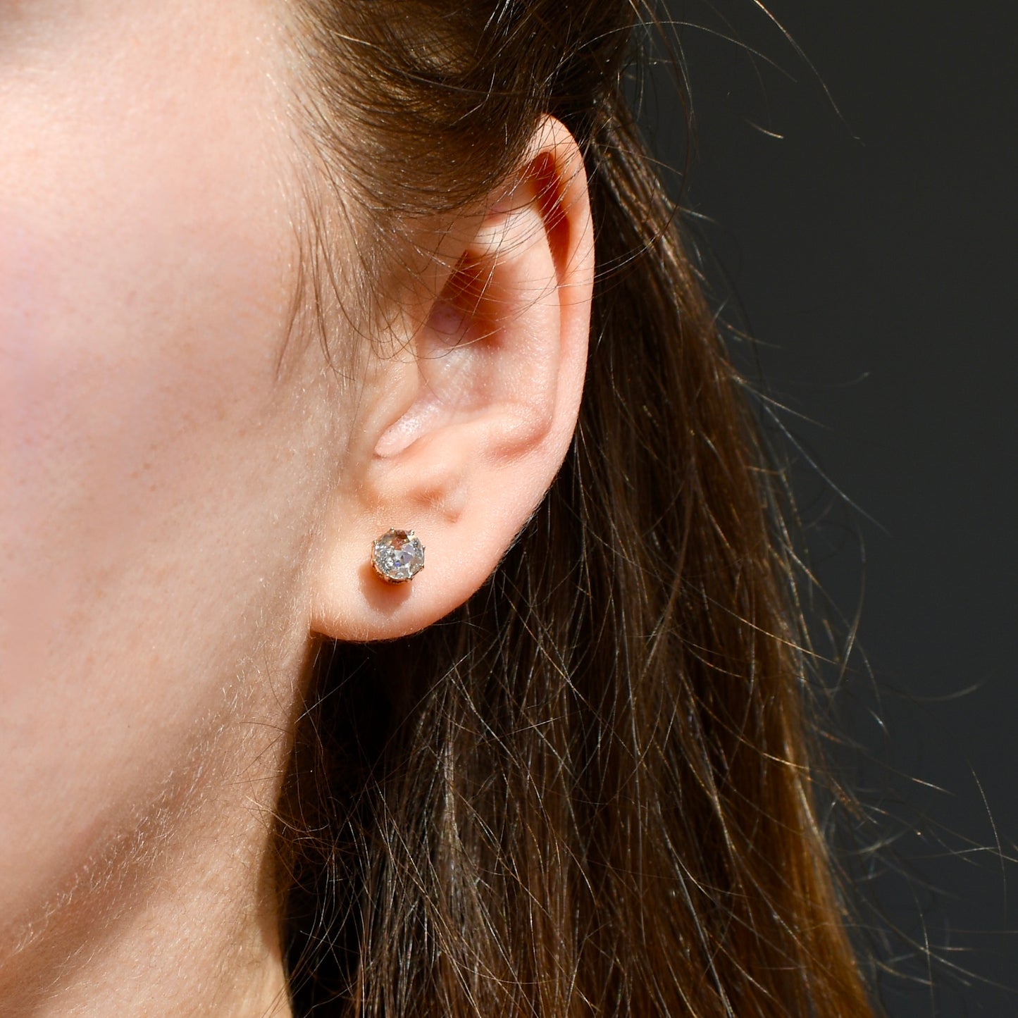 0.92 ct rose cut diamond stud earrings