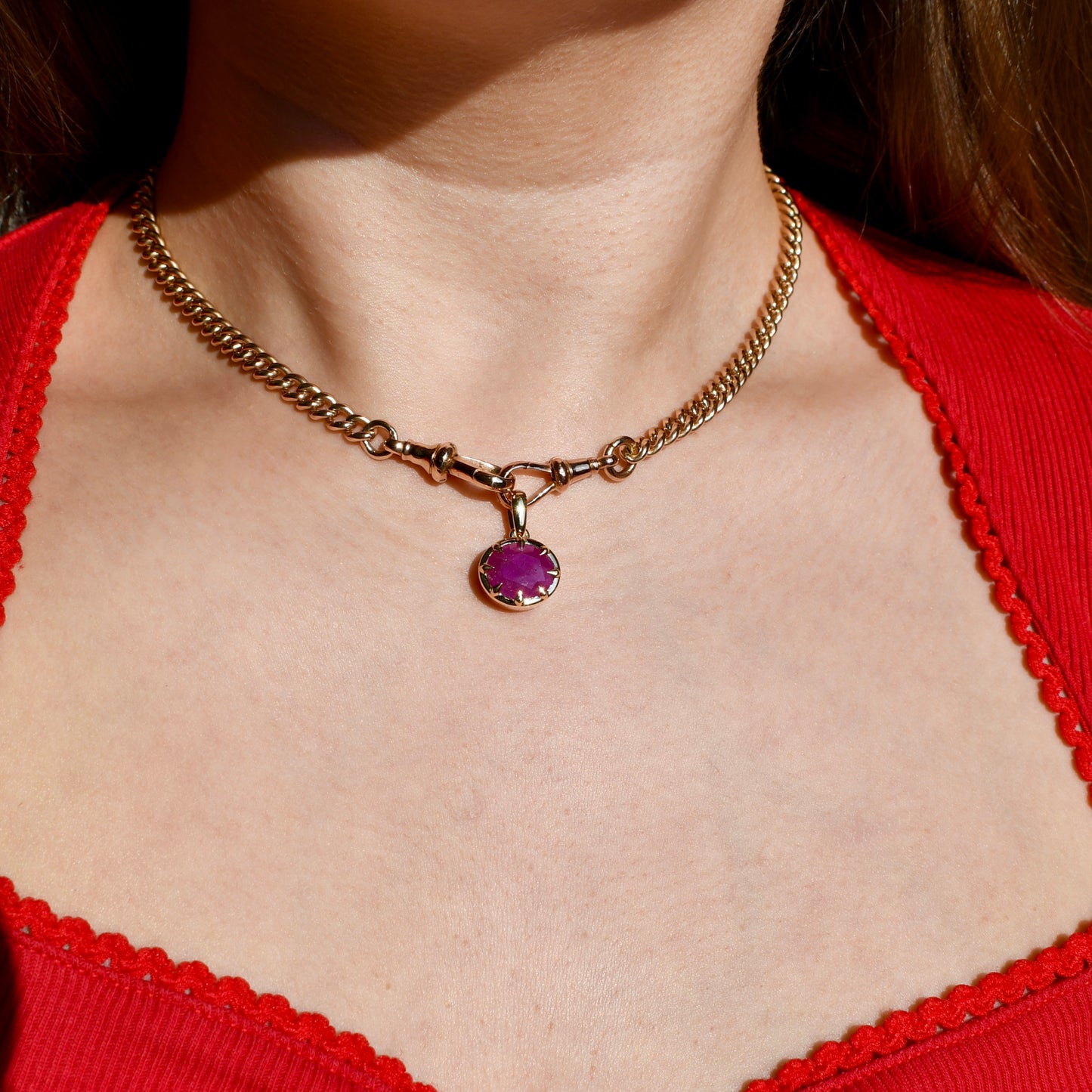 5.45 ct oval ruby pendant