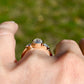 1.19 ct old mine and pear rose cut diamond three stone ring