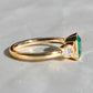 0.91 ct Colombian emerald and pear rose cut diamond three stone ring