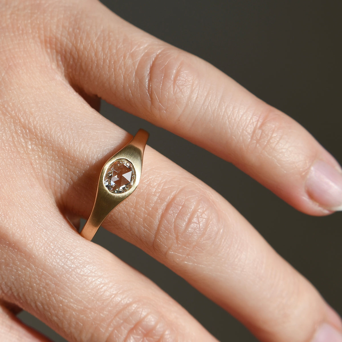 0.50 ct rose cut diamond solitaire band ring