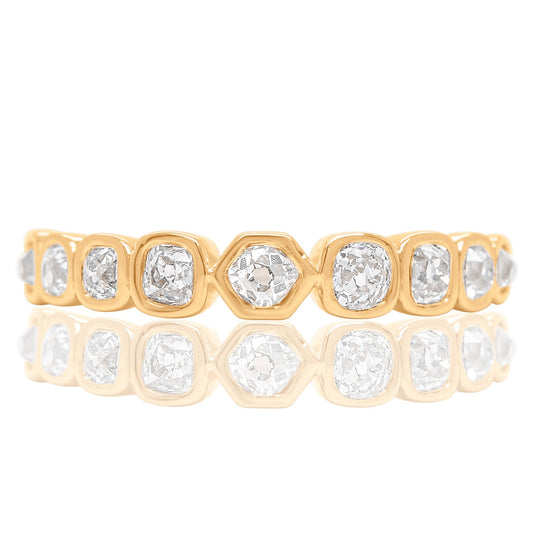 0.57 ct hexagonal, old mine and peruzzi cut diamond nine stone ring