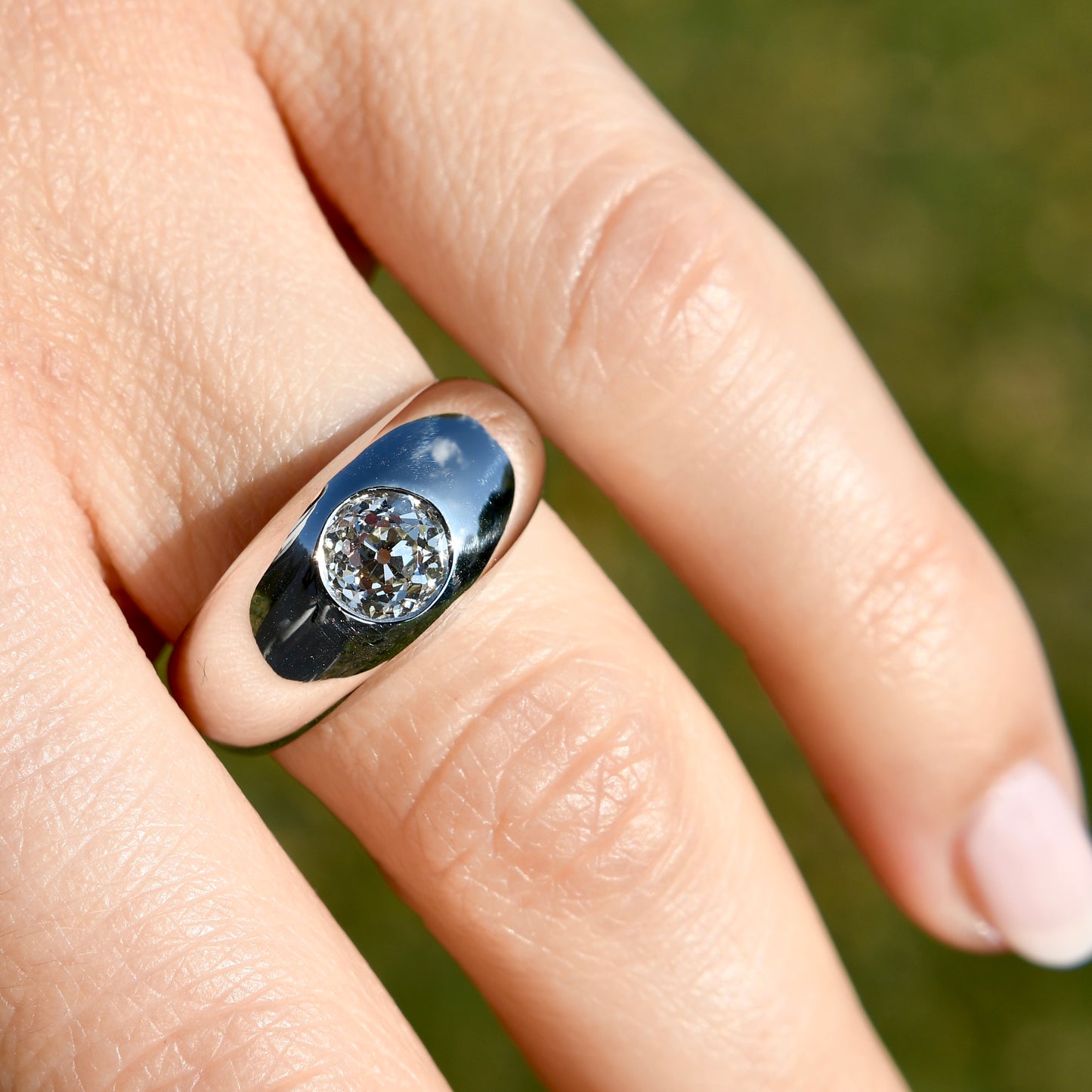 Installment 6/7 - Vintage 0.85 ct old European cut diamond band ring