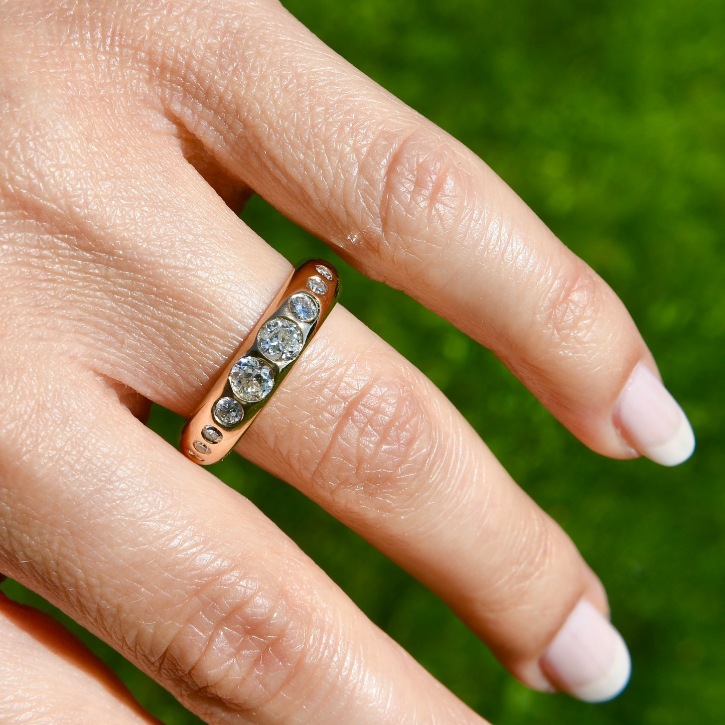 Installment 6/7 - Vintage 0.90 ct old European cut diamond band ring