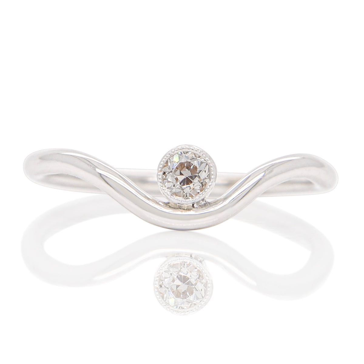 0.10 ct old European cut diamond wave ring